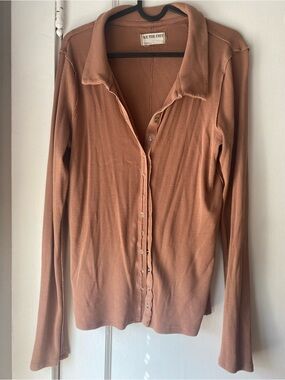 We The Free Rust Brown Button-Front Lightweight Shirt